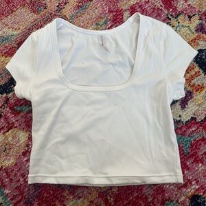 Outdoor Voices cropped square neck white tee